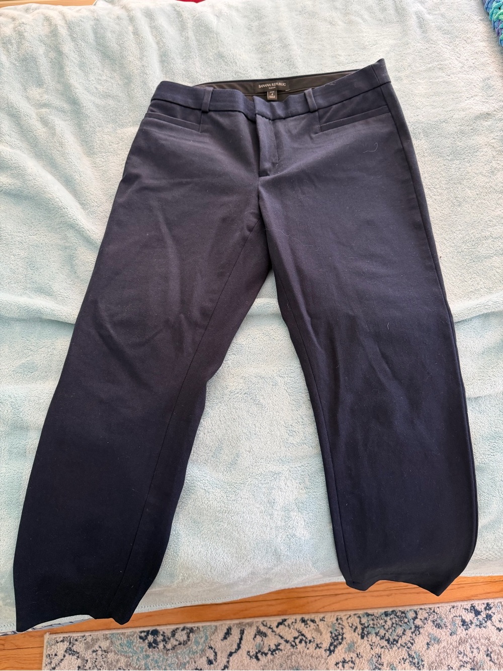 Banana Republic Women Navy Dress Pants - Tailored Flat Front
